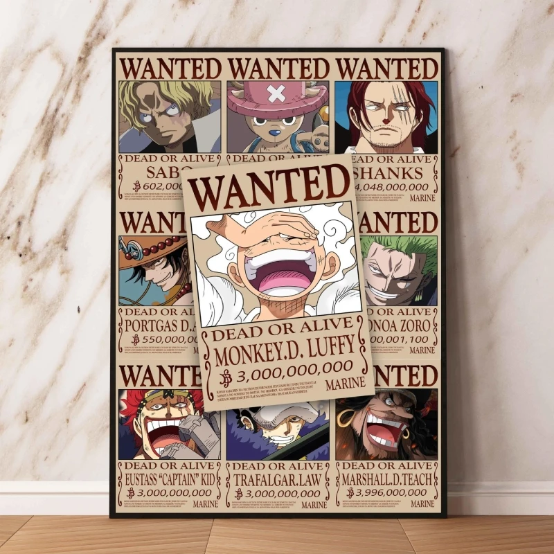 

Anime Posters One Piece Luffy Nami Sanji Wanted Decoration Paintings Picture Kid Action Figures Classic Children Gifts