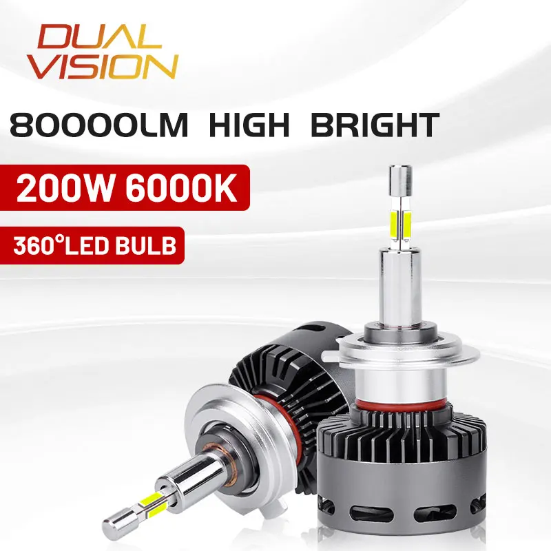

80000LM LED H7 Canbus 360 CSP Chip H4 H11 H1 H8 H9 9005 HB3 9006 HB4 9012 HIR2 STG Cut-off Line Low Beam Auto Car Light For Lens
