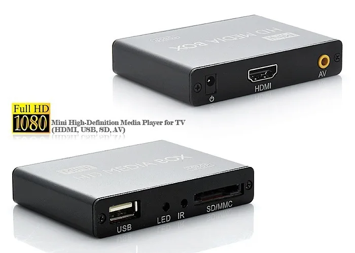REDAMIGO Full HD 1080P Media Player Center MultiMedia Video box with HDMI-compatible VGA AV USB SD/MMC mkv H.264 | Электроника