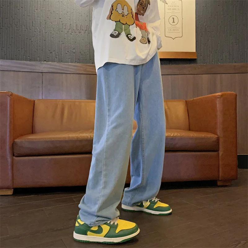 Men's Jeans Trendy Brand Retro Loose Straight Leg Trend High Street Hip Hop Wide Leg Trousers Fashion Streetwear штаны мужские