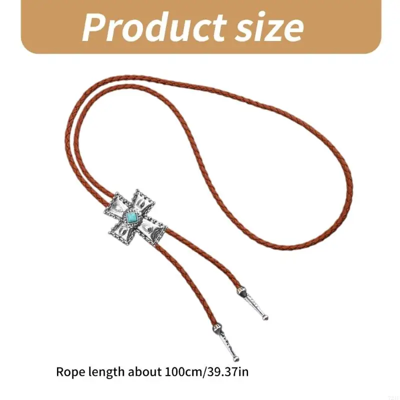 T21f искусственная кожаная веревка Lariat Collece Cowboy Western The Sktie Metal Stone Penne Bolo Tie Dewelry