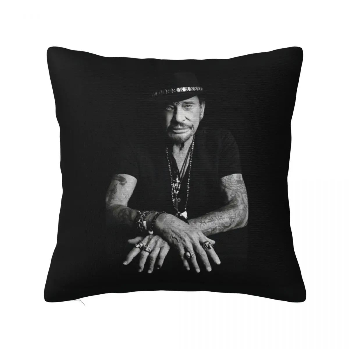 

Johnny Hallyday French Singer Pillowcase Soft Cushion Cover Decorative Rock Star Throw Pillow Case Cover Home Zippered 45*45cm