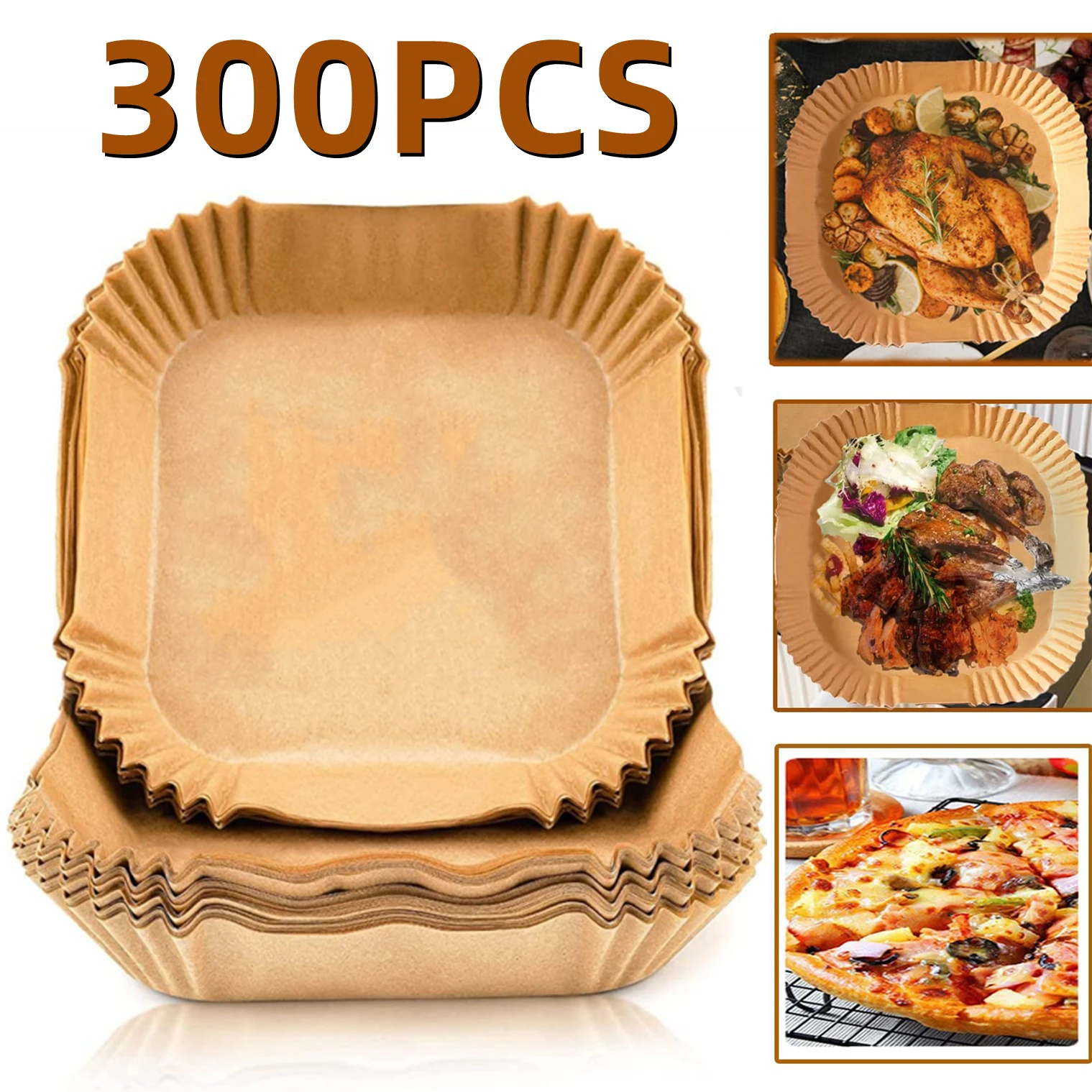 

300PCS Air Fryer Paper Wholesale Disposable Liner Non-Stick Airfryer Parchment Papers Barbecue Plate Oven Baking Mat Accessories