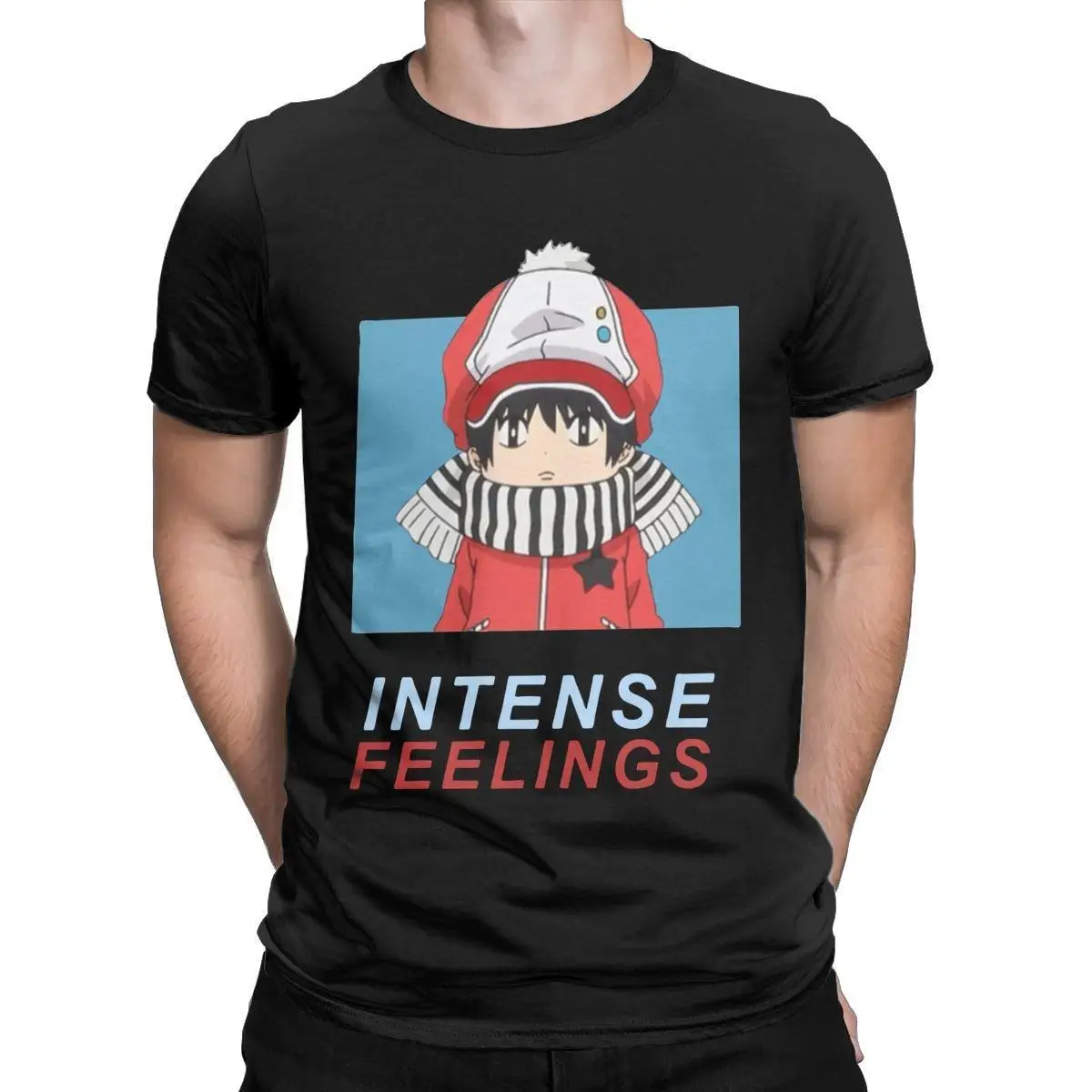 Men T-Shirt Kotaro Lives Intense Feelings Unique Cotton Tee Shirt Short Sleeve Anime T Shirt Round Collar Clothing Plus Size