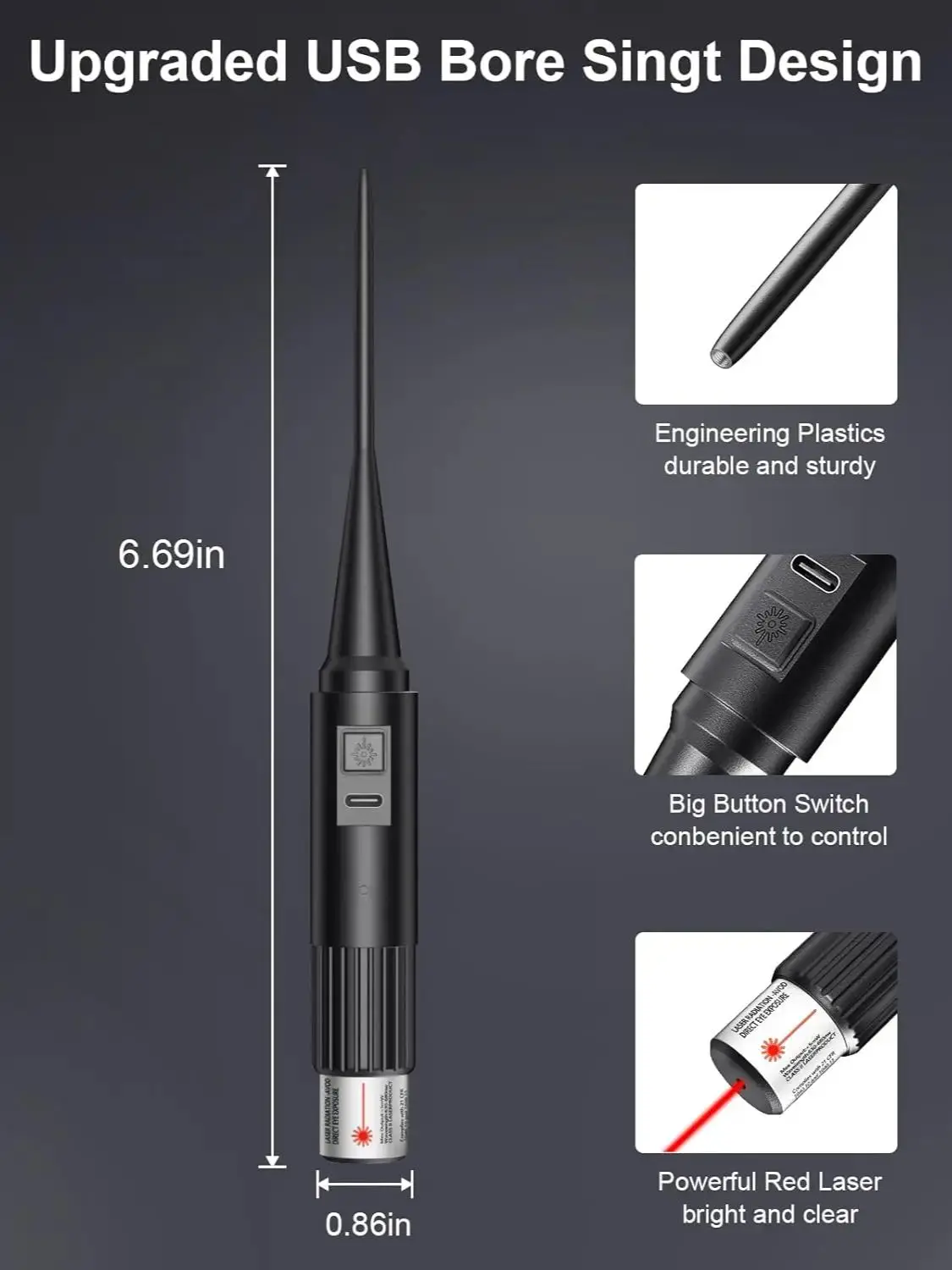 Перезаряжаемый Лазерный коллиматор с USB-зарядкой и 32 адаптерами. 17 .177 .22 до 12GA