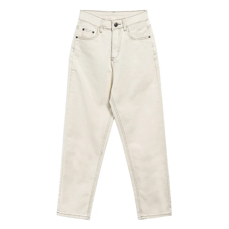 Men's Small White Jeans Women's 2023 Spring Korean Version High Waist Slim Straight Color Long Jeans Versatile