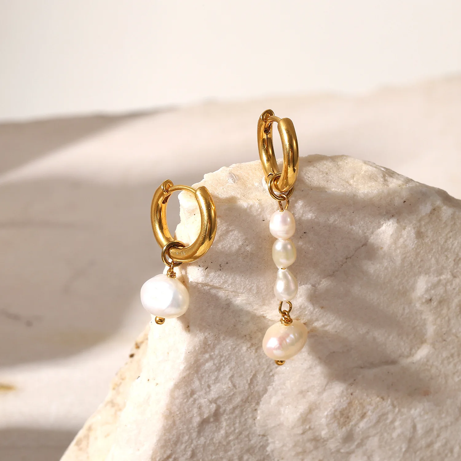 Stainless Steel PVD 18K Gold Plated Tarnish Natural Irregular Pearl Drop Earrings For Woman Jewelry Wholesale 2023 Trendy