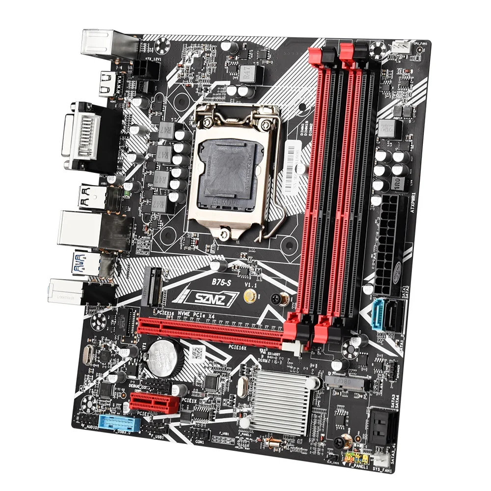 SZMZ Desktop B75-S Motherboard Set Intel Support 4*DDR3 PC Memory Dual Channels NVME M.2 SSD 256GB USB3.0 SATA3.0