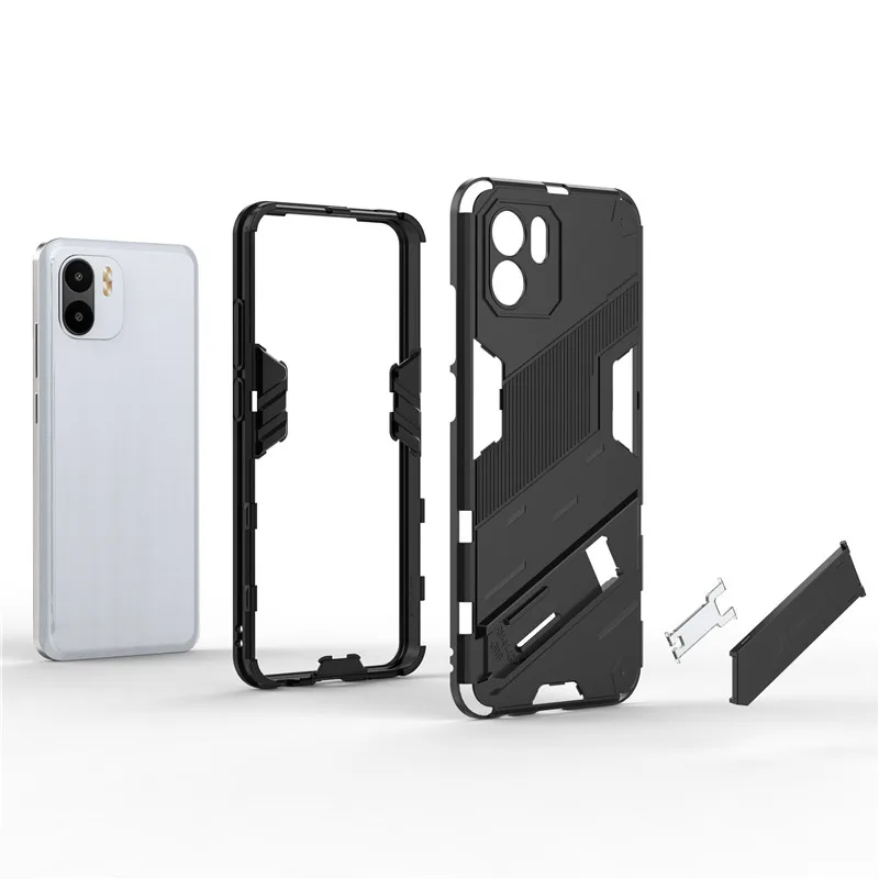 For Redmi A1 Case Redmi A1 Plus Cover Hard Plastic Punk Stlye Bracket Shockproof Bumper For Redmi A1+ A1 Plus Fundas 6.52 inch