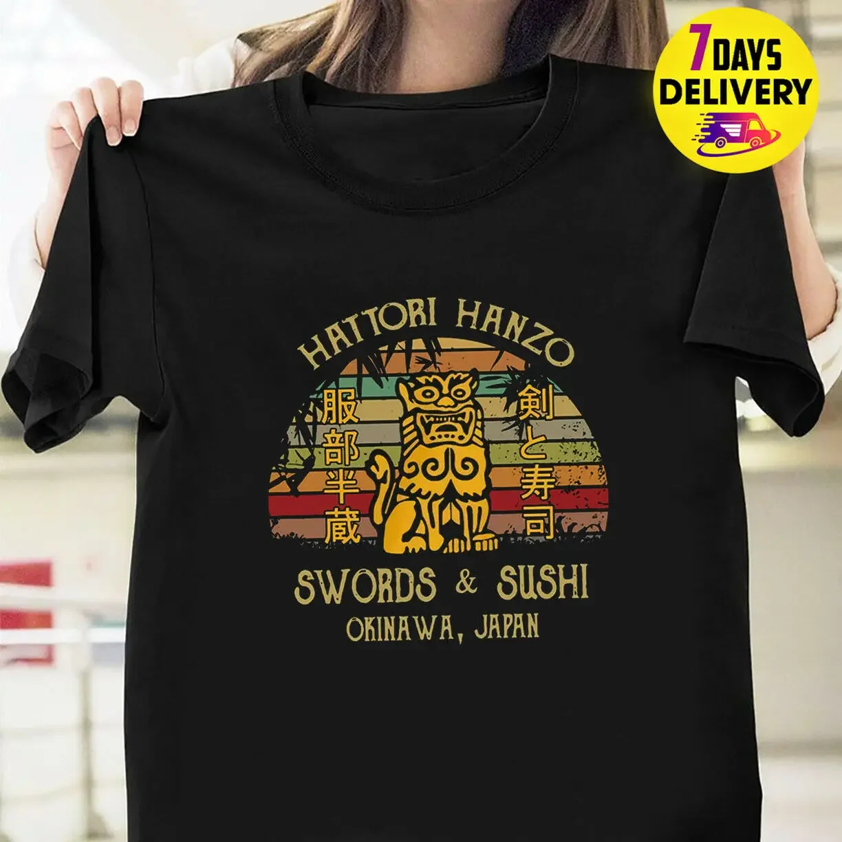 Крутая винтажная футболка Hattori Hanzo Swords &amp Sushi Okinawa черная размера S-3XL