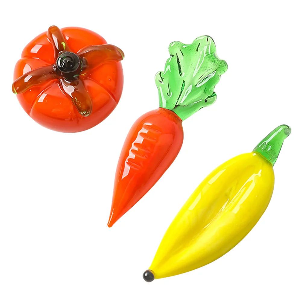 

1 Set Fruit Vegetable Ornaments Micro Landscape Decors Glass Tabletop Decors