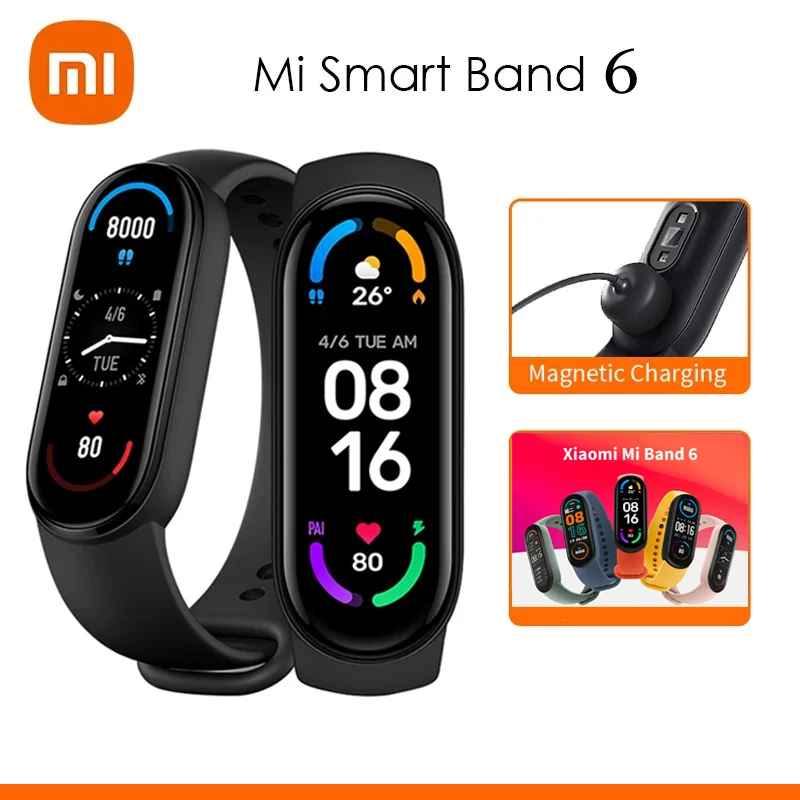 

Смарт-браслет Xiaomi Mi Band 6, 5 цветов, с AMOLED экраном