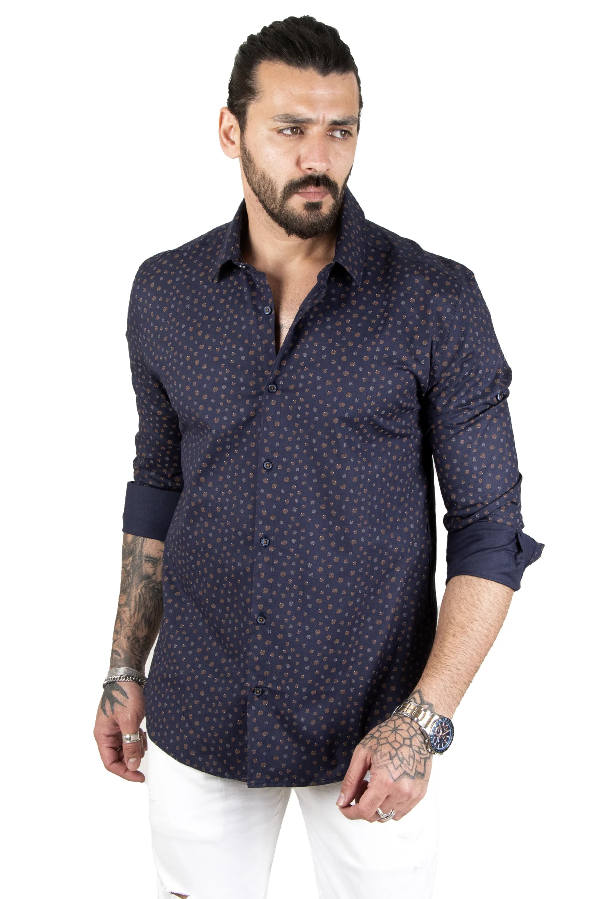 

Мужская рубашка из лайкры с длинным рукавом и узором DeepSEA 2201017