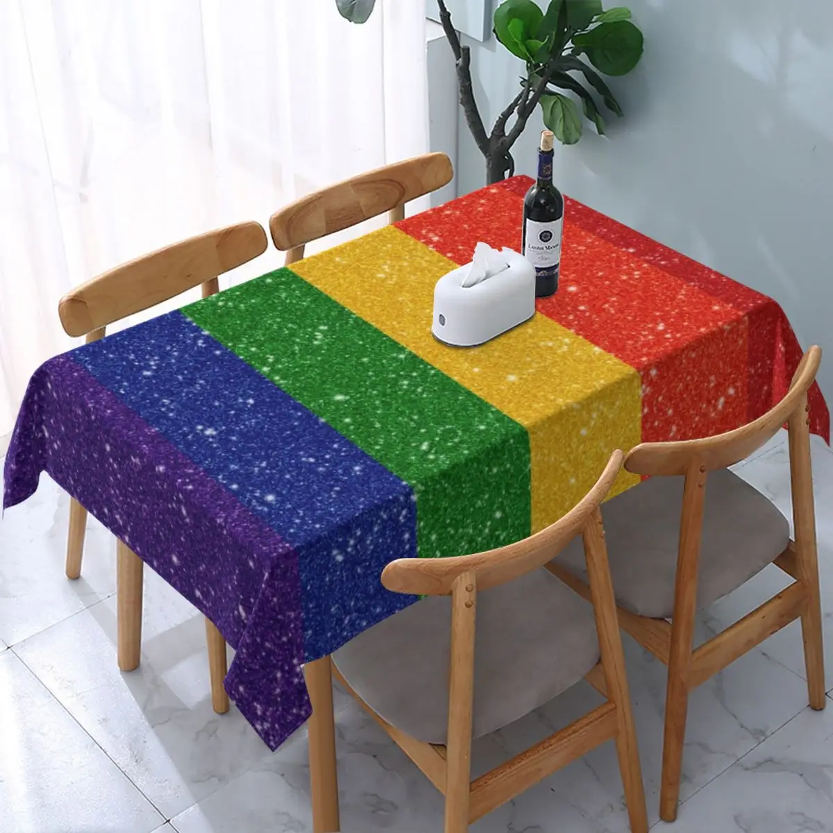 

Водонепроницаемая маслостойкая искусственная блестящая ткань с подложкой под флаг, эластичная Обложка для стола, ЛГБТ, геев, лесбиянок, ска...