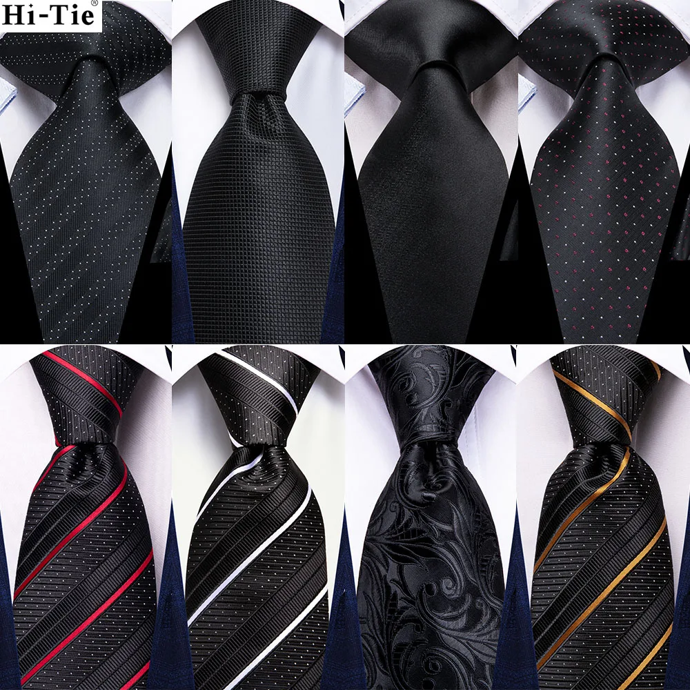 

Black White Striped New Design 2022 New Fashion Brand Tie for Men Wedding Party Necktie Handky Cufflinks Gift Wholesale Hi-Tie