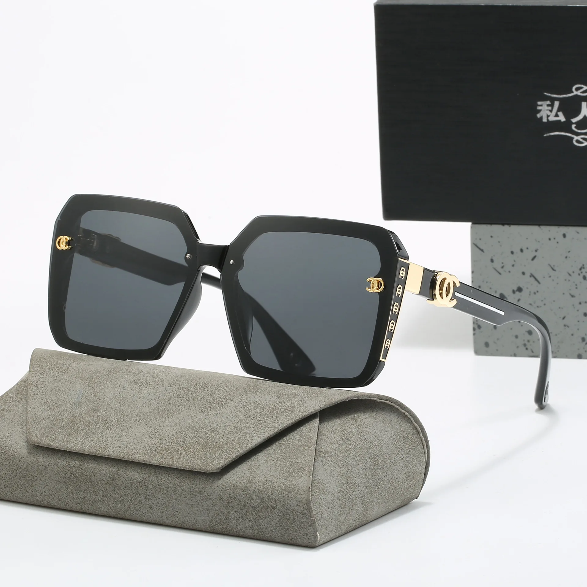 2024 модные квадратные поляризационные солнцезащитные очки в большой оправе