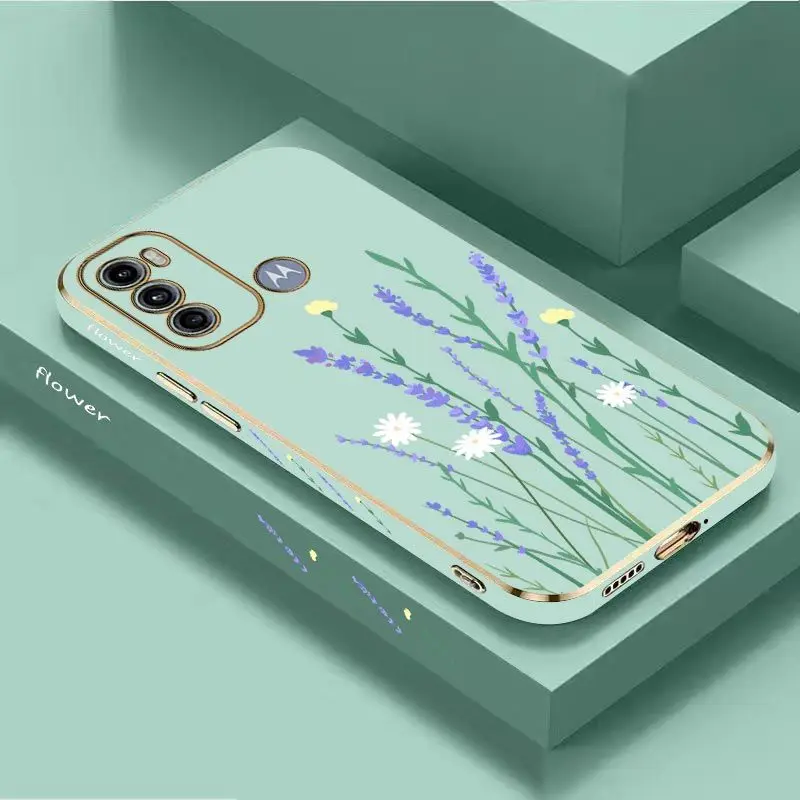 

Daisy Lavender Luxury Plating Phone Case For Motorola Moto G60 G50 G53 G52 G42 G30 G20 G22 G52 E20 G9 Play Cover