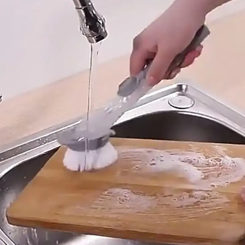 

Kitchen Cleaning Brush 2 In 1 Long Handle Cleaing Brush with Removable Brush Sponge Dispenser Dishwashing Brush Kitchen Tools