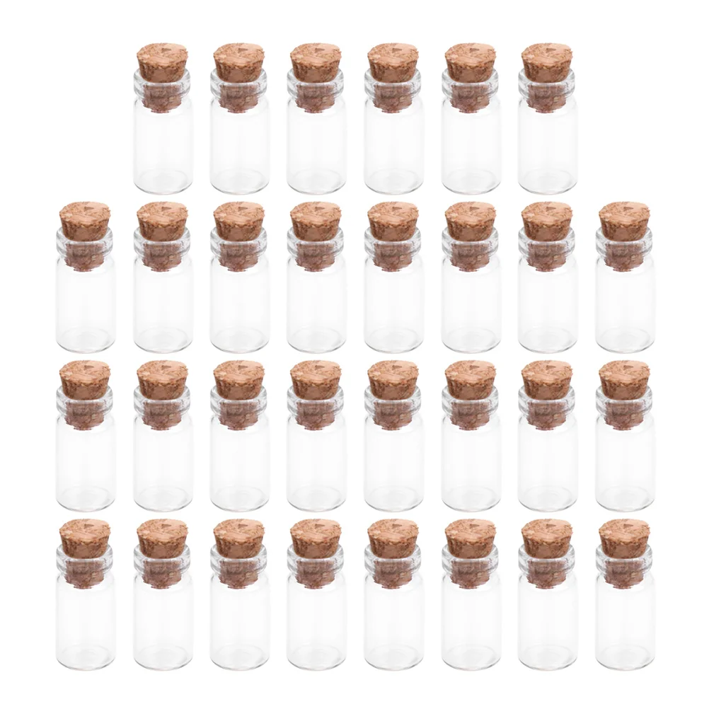 

30 Pcs Wishing Bottle Small Corked Glass Simple Mini Bottles Clear Terrarium Container Transparent DIY Fogger Decor