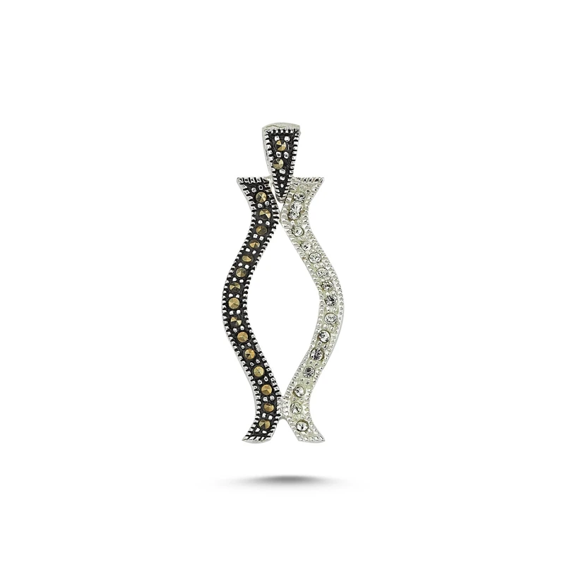 

Silver 925 Sterling Marcasite & Zircon Crystal Pendant
