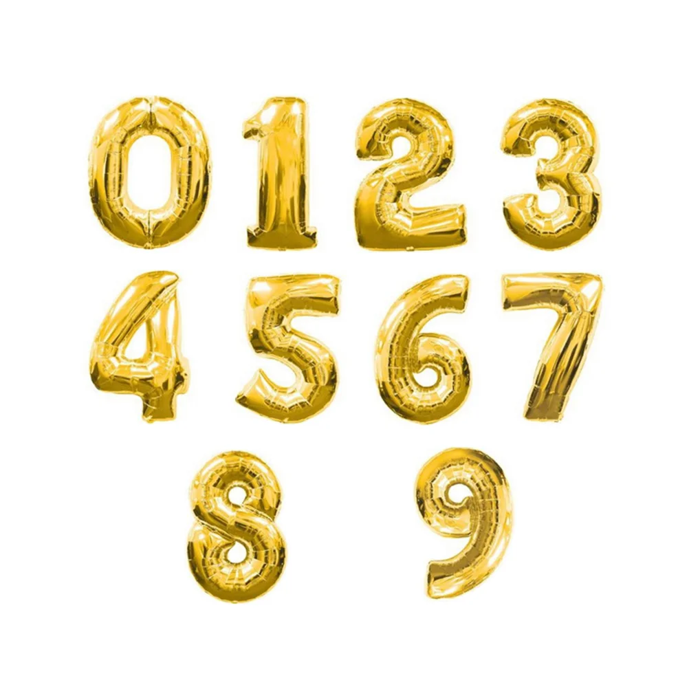 

10 Pcs Number Balloon Party Birthday Foil Balloons Digital Kids Decor Rose Gold Aluminum