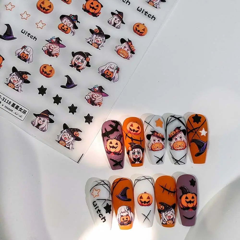 

Halloween Cartoon Pumpkin Witch Nail Stickers Nail Art Decoration DIY Nail Decorations Cartoon Animal Nail Decals