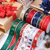 yama christmas ribbon 9mm 16mm 25mm 100yardsroll ribbons for xmas gifts diy packaging decoration christmas craft supplies