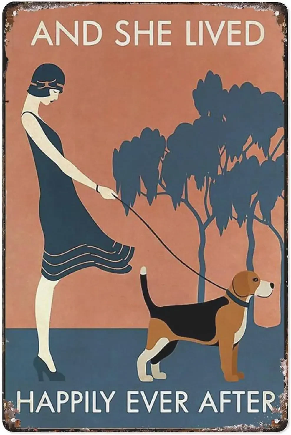 Металлический жестяной знак Boston Terrier-и она жила счастливо и для любителей собак