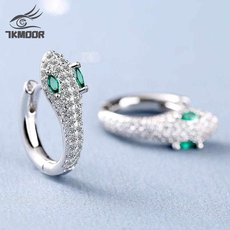 

Prevent Allergy 925 silver needle Stud Earrings for Women Trendy Elegant Sparkling Zircon Little Snake Bride Jewelry