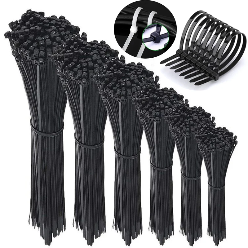 

50pcs/self-locking Nylon Cable Ties Wire and Cable Organizer Industry Supply Fasteners 5X150-8X300 Fastening Loop Zip Ties
