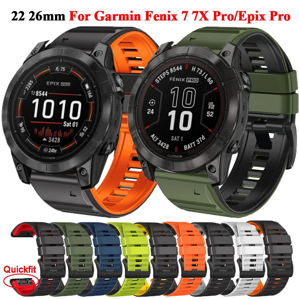 

Ремешок силиконовый Quickfit для наручных часов, сменный Браслет для Garmin Fenix 7 7X Pro Epix 6 6X Pro 5X Instinct 2X, 26 22 мм