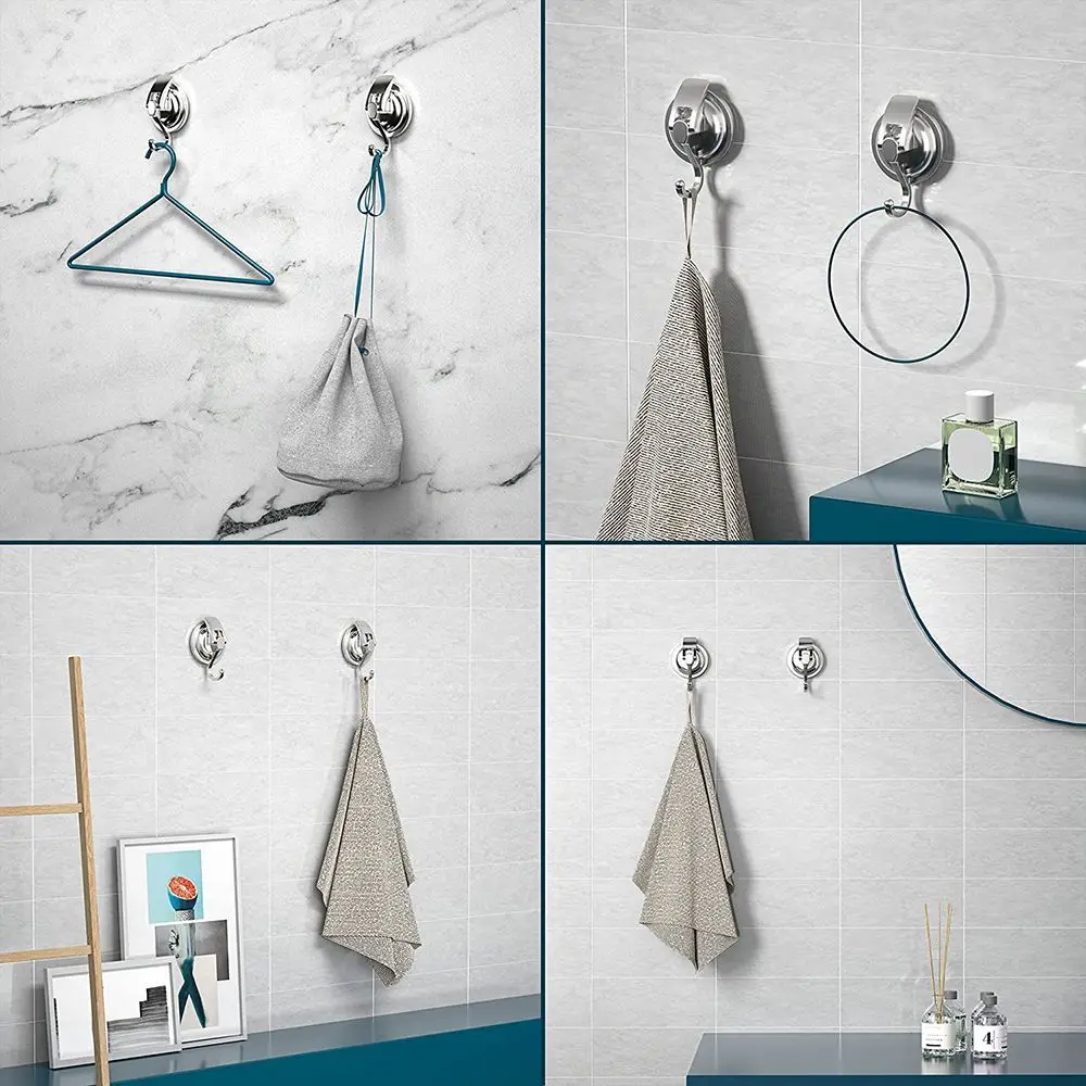 

Reusable Polished Heavy-Duty Without Punching Chrome-Plated Organization Suction Cup Hooks Bathroom Shower