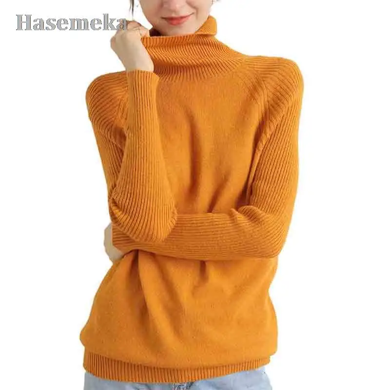 

Women 100% Wool Cashmere Turtleneck Sweater Long Sleeves Soft Knitting Jumper Ladies Autumn Winter Casual Solid Pullover Sweater