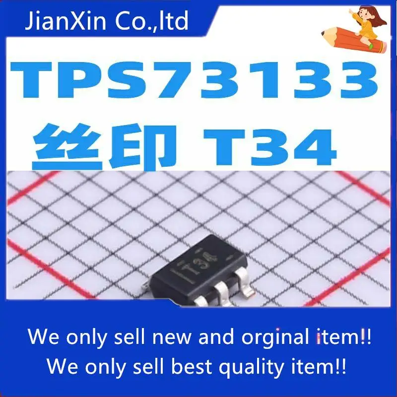 

10pcs 100% orginal new TPS73133DBVR TPS73133 Silkscreen T34 Linear/LDO Regulator IC SOT23-5