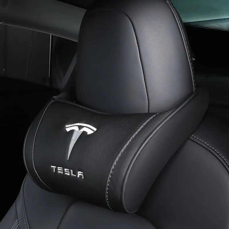 

Подголовник автомобильного сиденья для Tesla Model 3 X S Y 2022, кожаные подушки для шеи, дорожные подушки Tesla Model Y 2023, аксессуары для интерьера автомо...