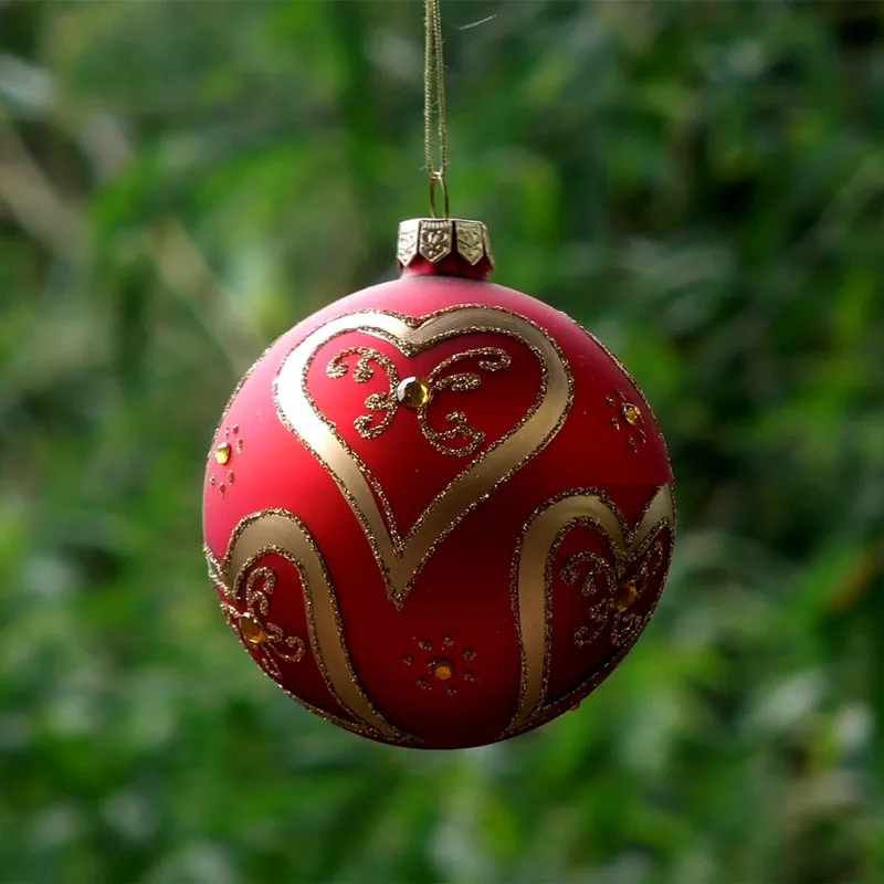 

Free Shipping Diameter=8cm Handmade Red Painting Gold Drawing Christmas Ball Friend Gift Hanging Glass Globe Lamp Blown