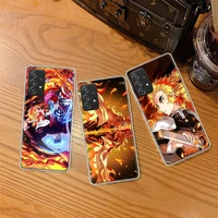 demon slayer rengoku kyoujurou phone case for galaxy s20 fe s21 plus samsung s22 ultra f52 f62 s10 lite s9 s8 s7 edge cover case