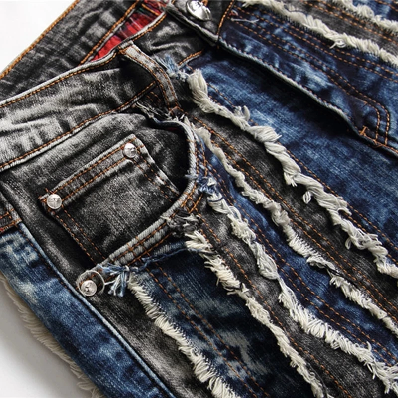 Мужские джинсы в европейском и американском стиле новые модные комбинированные