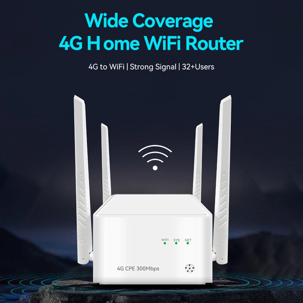 

4G CPE Router WIFI Router with SIM Card Slot LTE/PPPOE Wireless Internet Hotspot 5dBi High Gain Antennas 300Mbps Gigabit Hotspot