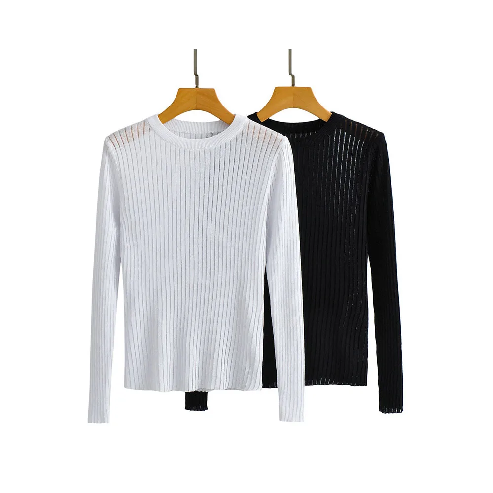 Женский трикотажный топ из вискозы однотонный привлекательный с длинными