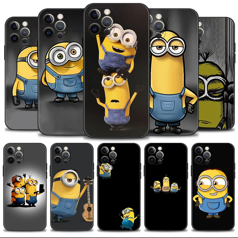 

Minions Bob Stuart Kevin Black Art Phone Case For Apple iPhone 14 13 12 11 Pro Max 13 12 Mini XS Max XR X 7 8 6 6S Plus Cover