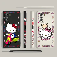 anime hello kitty honey for xiaomi redmi k50 k40 k30 gaming 10x 9 9a 9t 8 8a pro 4g 5g tpu liquid left rope gel phone case cover