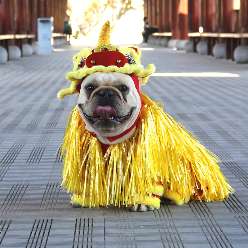 

Pet Supplies New Year Change Outfit Carnival Funny Costumes Pet Warm Lion Dance Suit