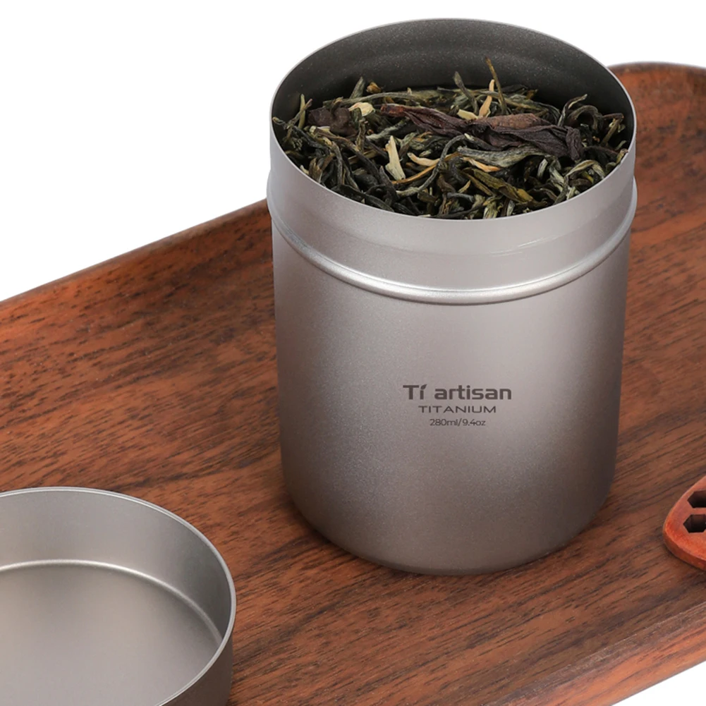 

1pc 280ml Titanium Tea Tin Can Moisture Dirt Protection Seal Box Canister Coffee Bean Food Storage Container Outdoor Tableware