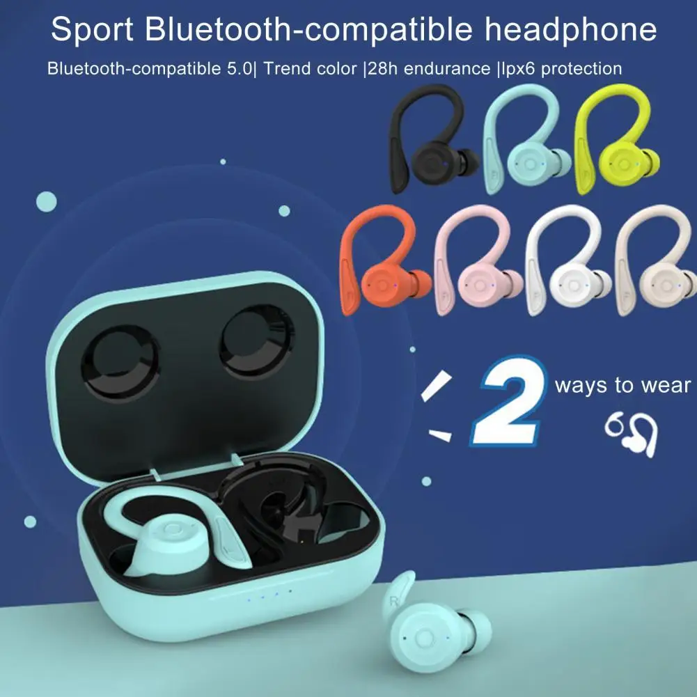 

MS-T20 Bluetooth-compatible 5.0 Long Standby Time Earhook True Wireless Stereo IPX6 Waterproof Sports Earphones with Microphone