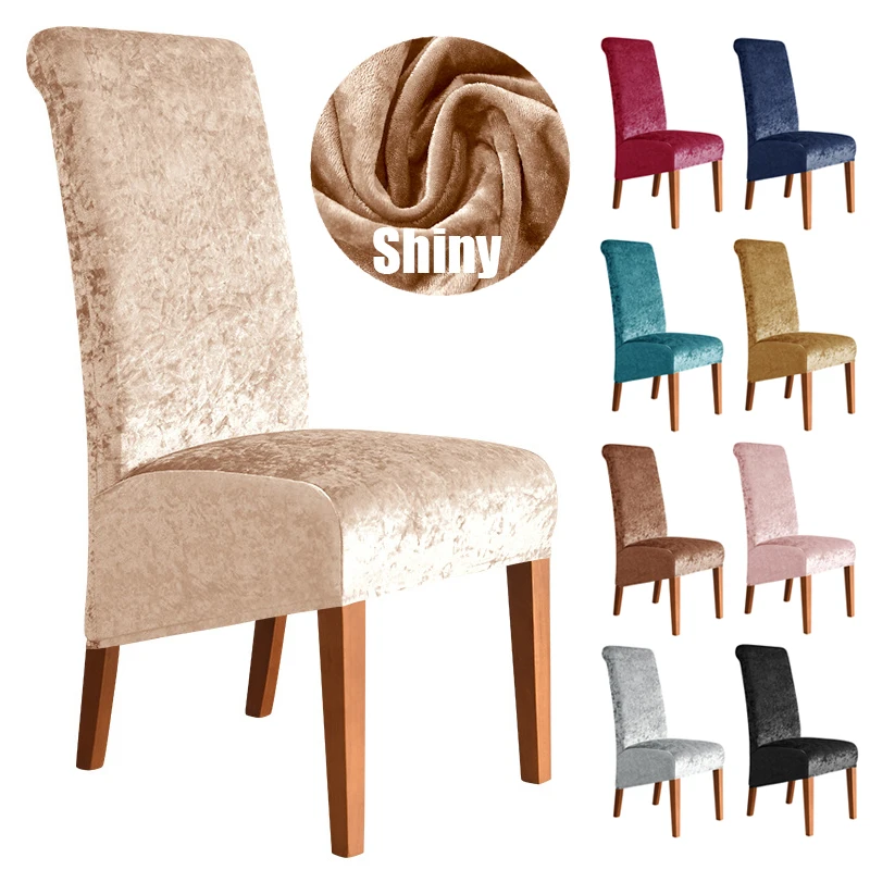 

High Back & Universal Shiny Fabric Chair Cover Stretch M XL Size Chair Covers for Dining Room Wedding Hotel Home Decor Seat Case