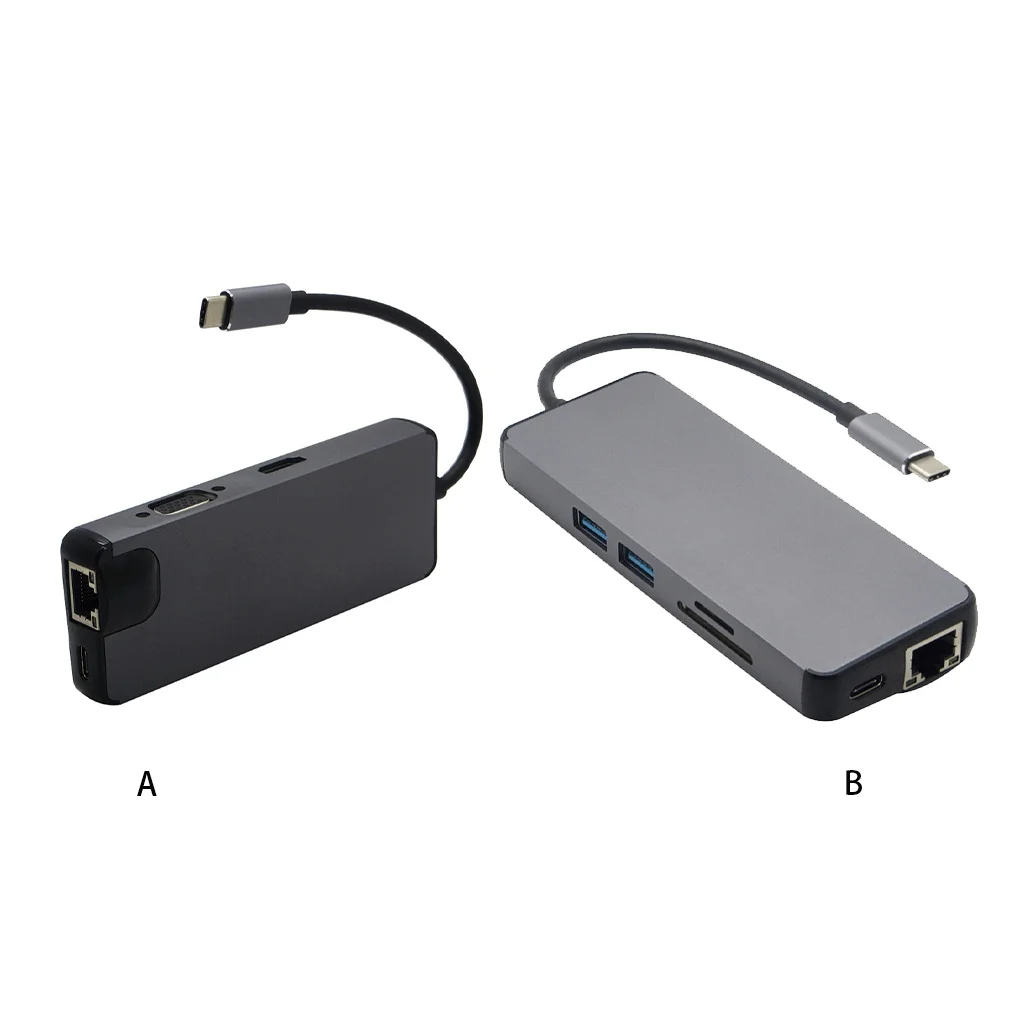 

8 в 1 USB Type-c хаб из алюминиевого сплава для ноутбуков мобильных телефонов док-станция кабель передачи данных удлинители переходники инструме...