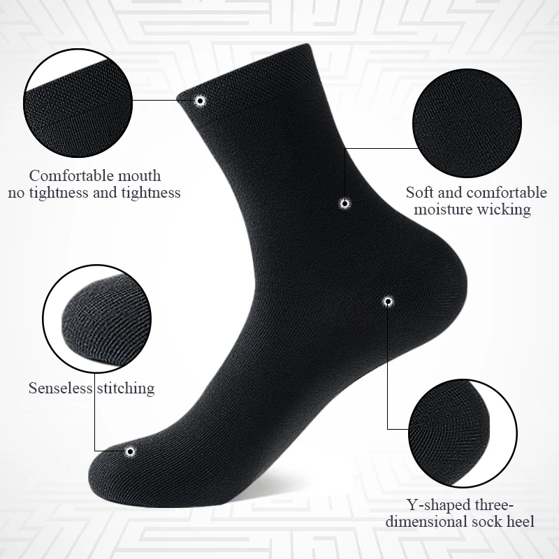 5 Pairs Men's Cotton Socks New Style Black Business Men Socks Soft Breathable Summer Winter for Male Sock Plus Size High Quality