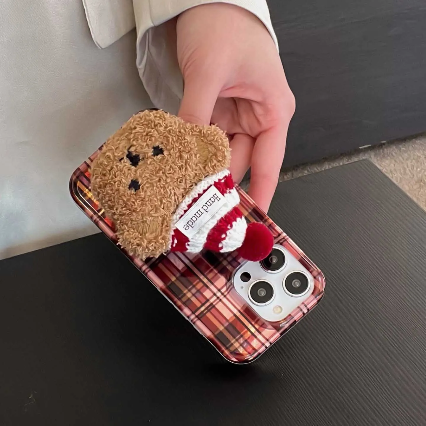 Милый плюшевый чехол-подставка для телефона с медведем iphone 16pro 15promax 16 14 13 15 pro max