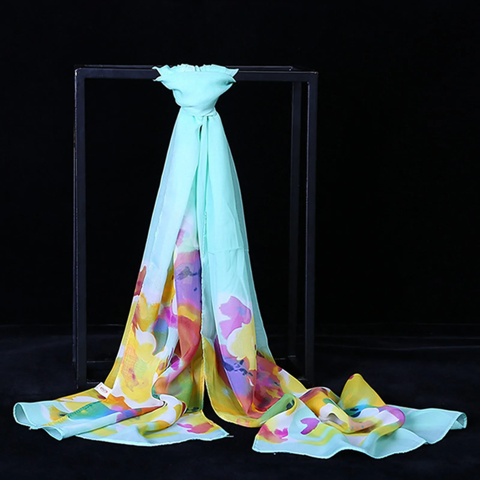

Flower Long Scarf Shawl Scarf And Silk Printed Ladies Chiffon Dual-use Scarf Penguin Winter Scarf Mourning Scarf